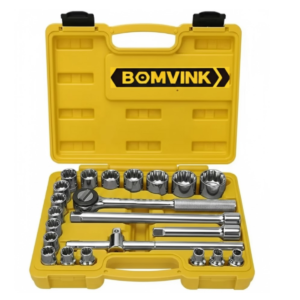 JOGO DE SOQUETES 1/2 POL. COM CATRACA REVERSÍVEL COM 22 PCS